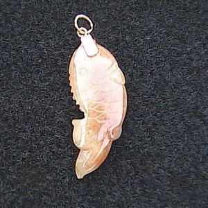 14k Yellow Gold Jade 585 Fish Pendant
